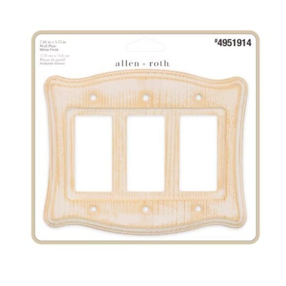 3-Gang Decorative Wall Plate - Whitewashed real Wood Triple Switch Cover - Picture 4 of 7